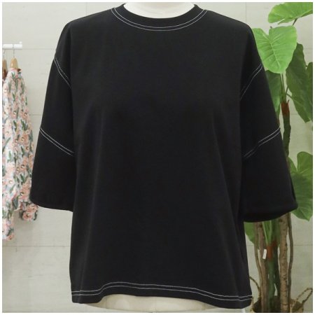 스티치퍼프소매티셔츠