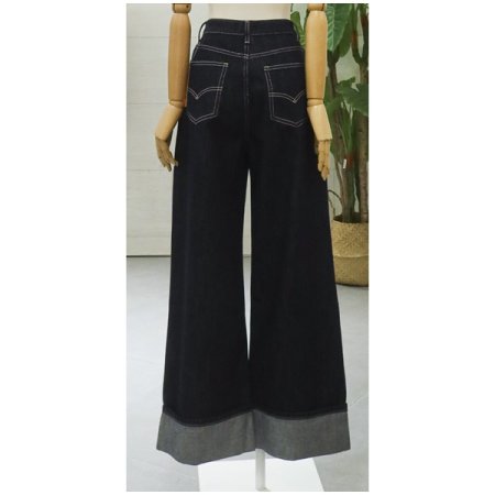 롤업생지와이드데님팬츠