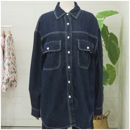 포켓청긴팔데님셔츠