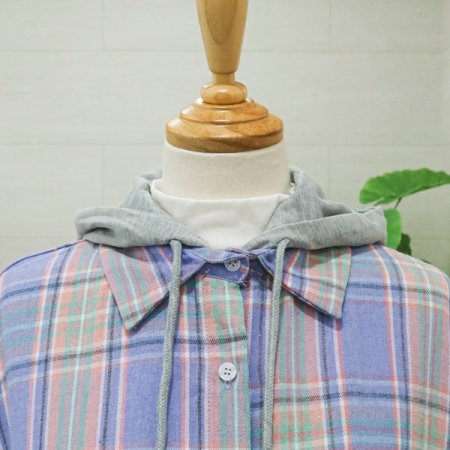 체크후드롱셔츠