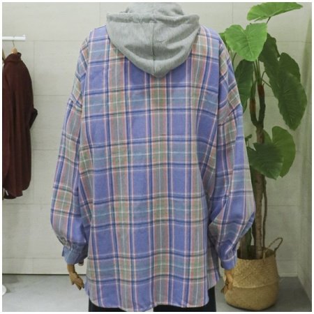 체크후드롱셔츠