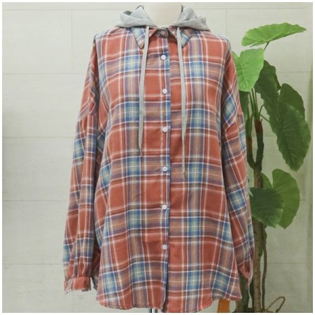 체크후드롱셔츠