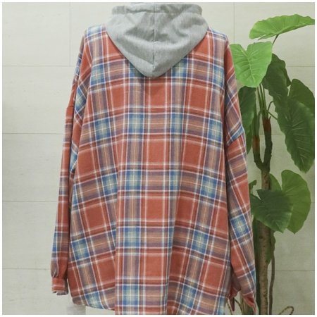 체크후드롱셔츠