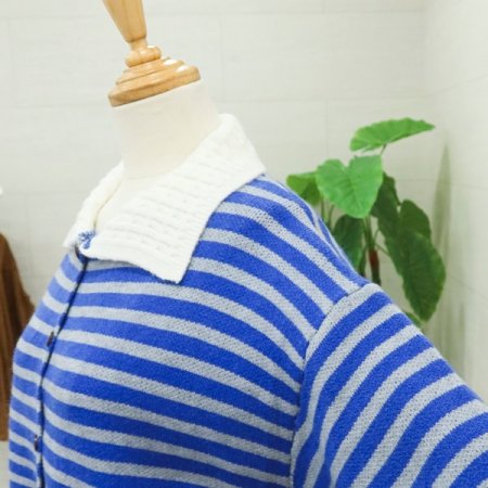 소매배색니트가디건