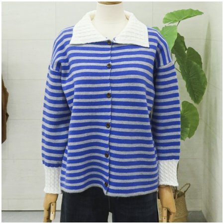 소매배색니트가디건