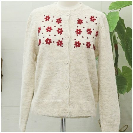 꽃잎자수울니트가디건