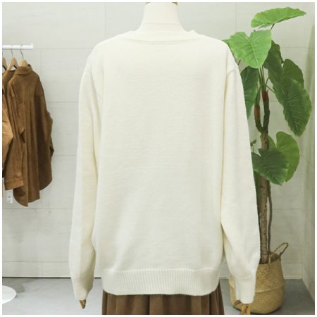 사슴자수긴팔가디건니트