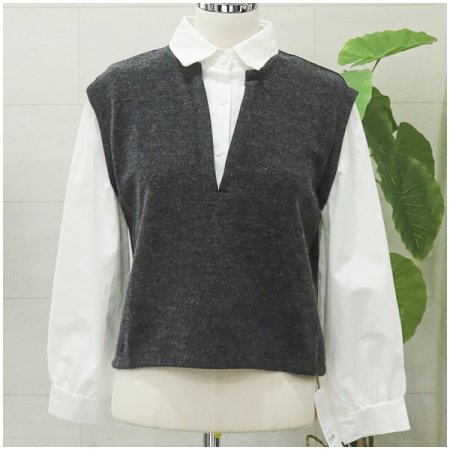 카라셔츠배색니트