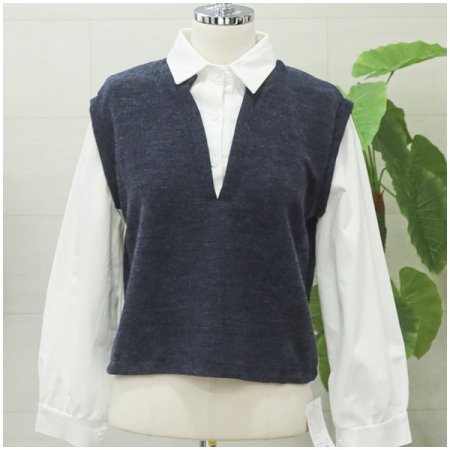 카라셔츠배색니트