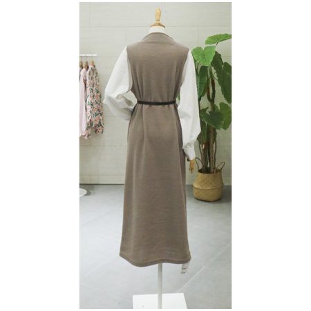 골드벨트배색원피스