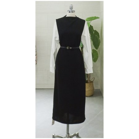 골드벨트배색원피스