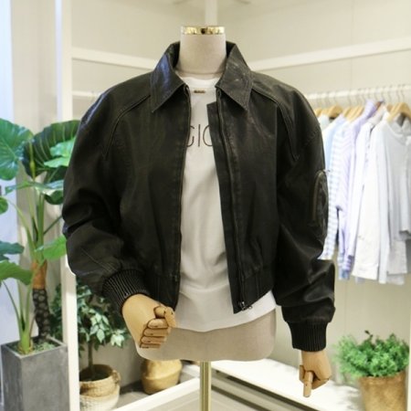 워싱크롭가죽자켓