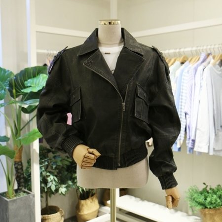 가슴포켓워싱가죽자켓