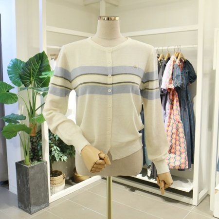 두줄배색가디건