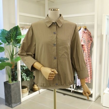 백밴딩7부소매블라우스