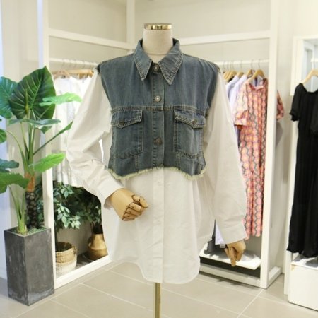 청배색롤업셔츠블라우스