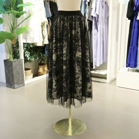 블랙자수샤스커트