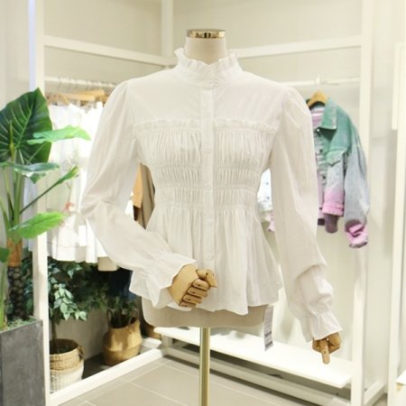 셔링프릴넥블라우스