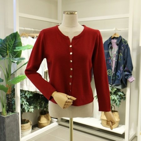 골드단추절개라운드가디건