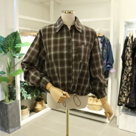 체크스트링남방블라우스