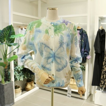 푸른나비프린트가디건