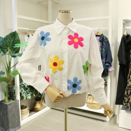 비비드입체꽃남방블라우스