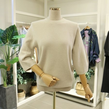 퍼프7부핀턱라운드니트