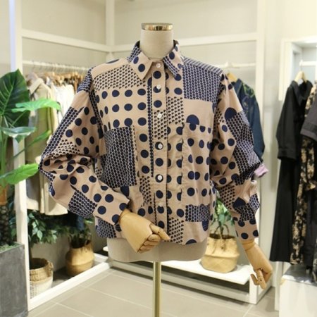 도트나염셔츠블라우스