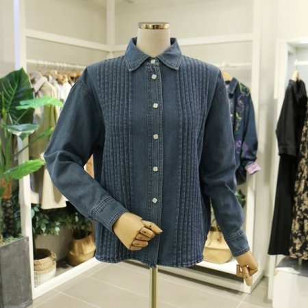 핀턱데님셔츠블라우스