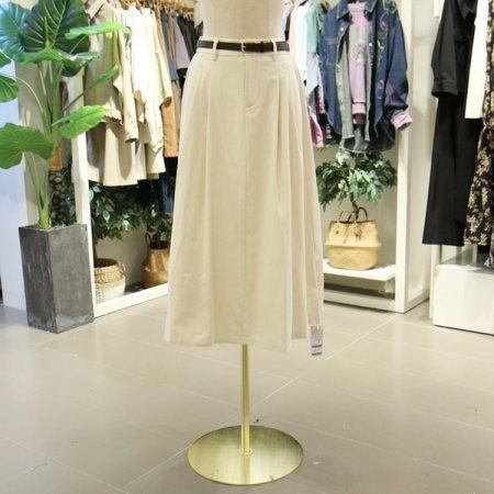 벨티드핀턱코튼스커트