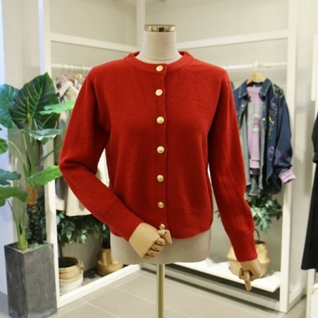 비비드골드버튼가디건