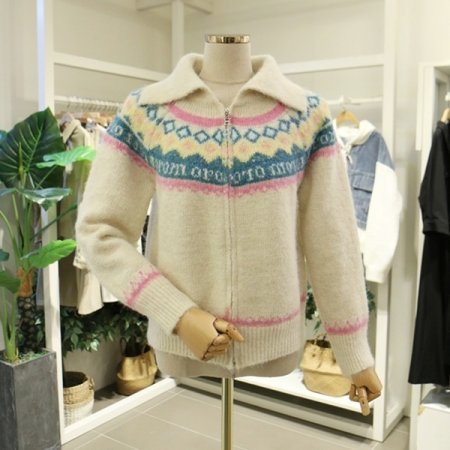 파스텔노르딕집업가디건