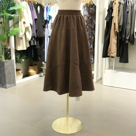 스웨이드롱플레어스커트