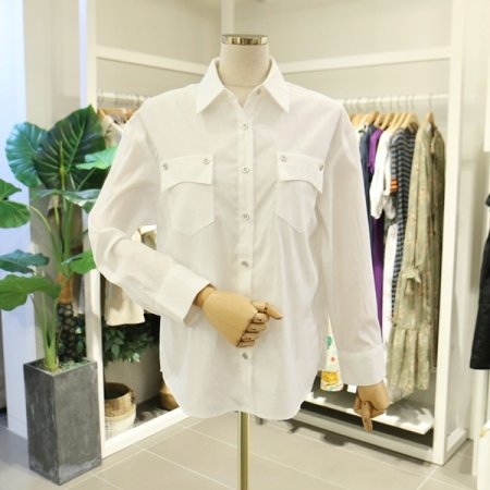 버튼포켓셔츠블라우스