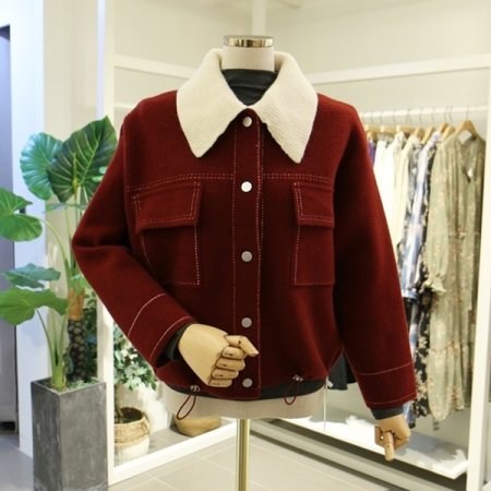 카라배색니트자켓