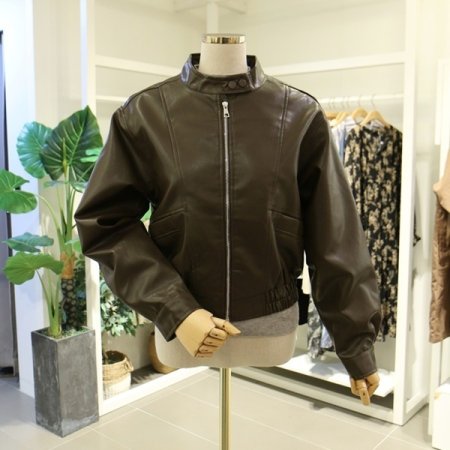 밑단밴딩레더자켓