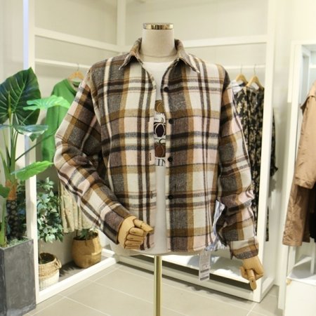 숏체크남방블라우스