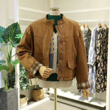 체크배색스웨이드자켓