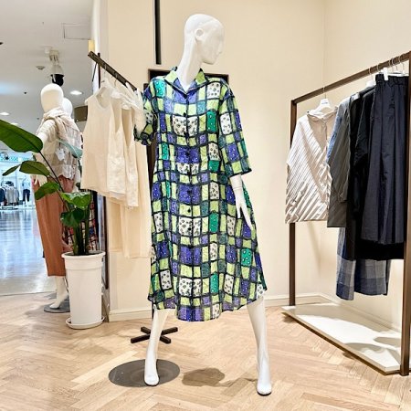 드로잉 버튼 클로징 린넨 원피스