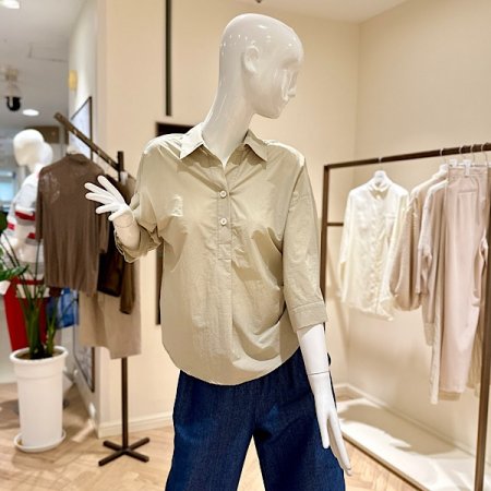 7부 소매 카라넥 블라우스