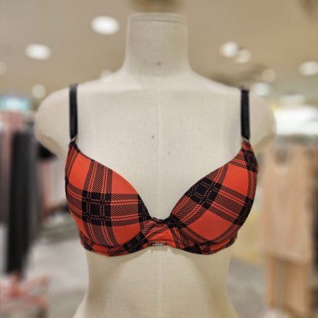 레드 블랙 체크패턴 브라