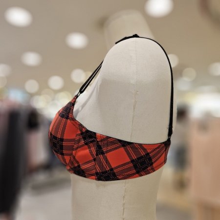 레드 블랙 체크패턴 브라