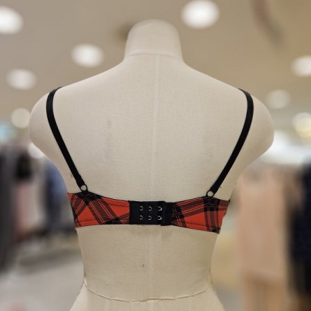 레드 블랙 체크패턴 브라