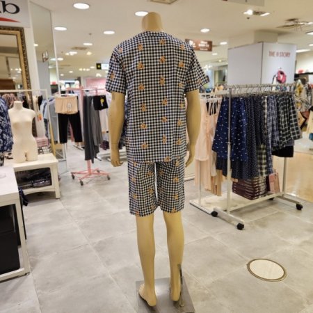 남성 고방체크 테디베어 파자마 세트