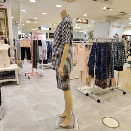 여성 고방체크 테디베어 파자마 잠옷