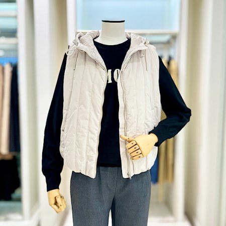 후드 집업 퀼팅 베스트