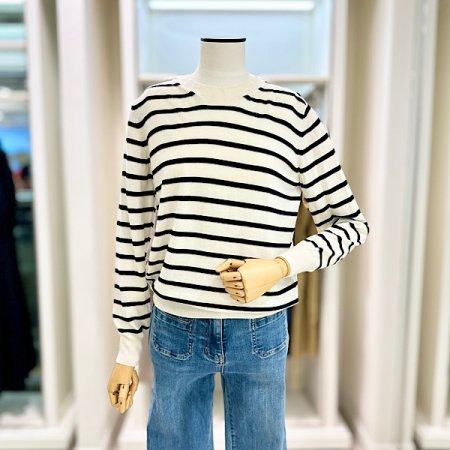 스트라이프 라운드넥 니트