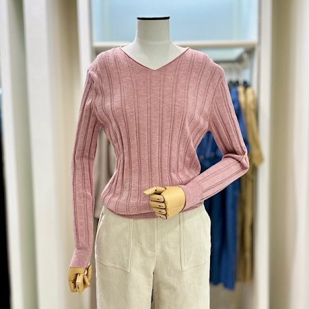 케이블 브이넥 니트