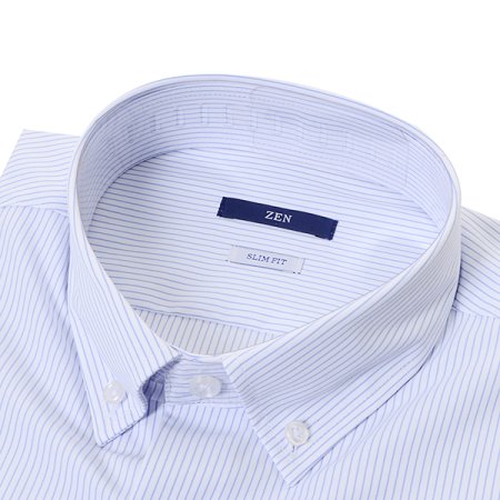 블루 슬림핏 긴팔 셔츠