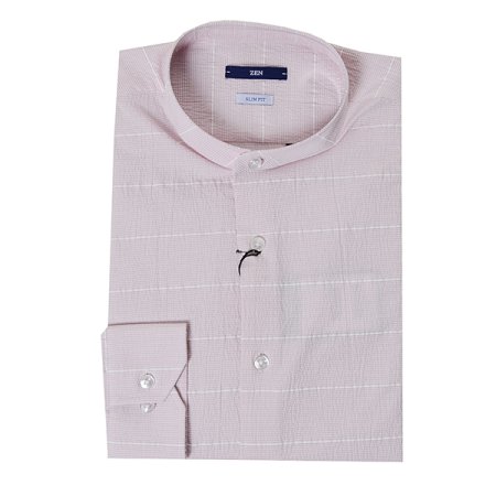 핑크 차이나 카라 슬림핏 셔츠
